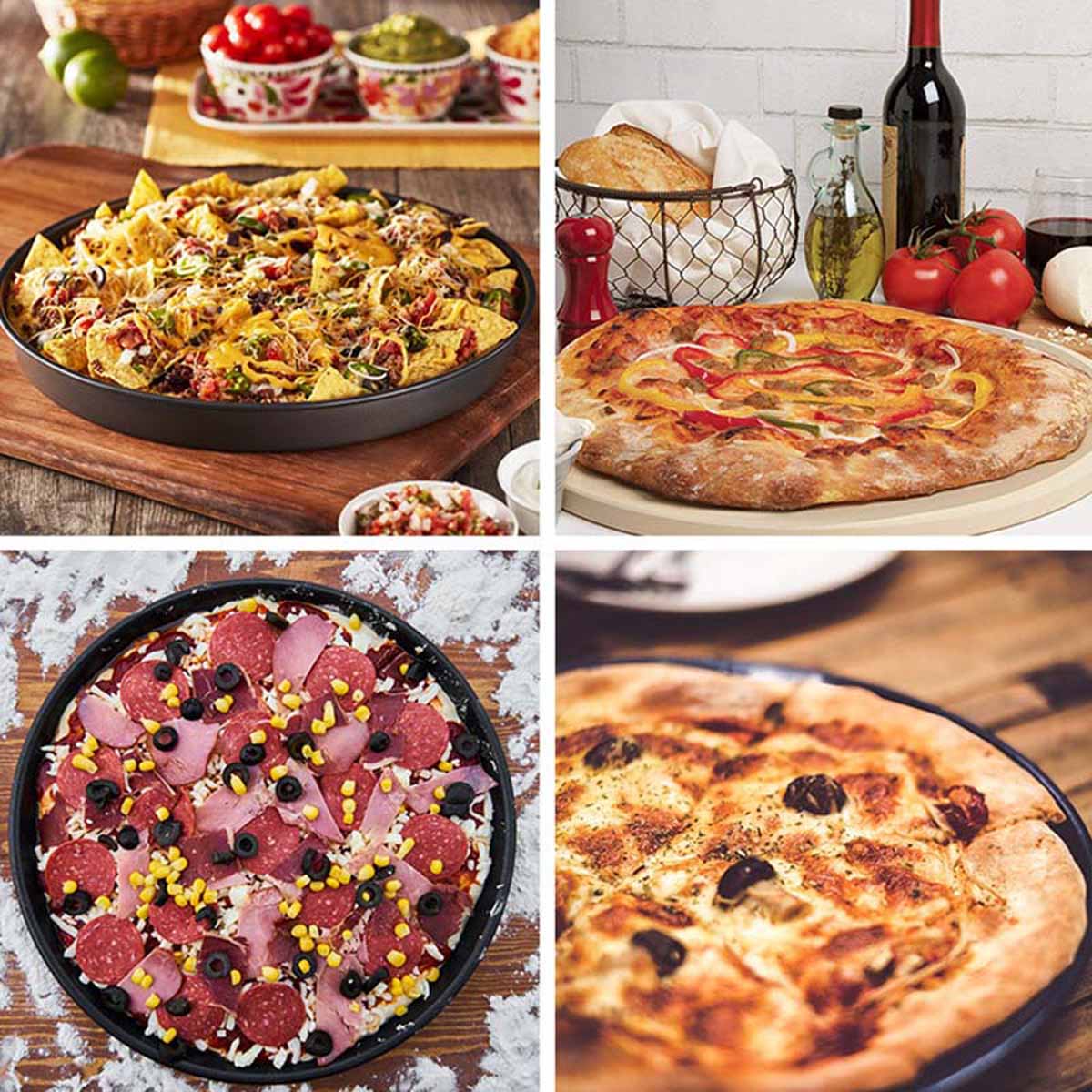 Stainless Steel Pizza Oven Baking Black Non-stick Baking Pan Mold Plate Round PRE