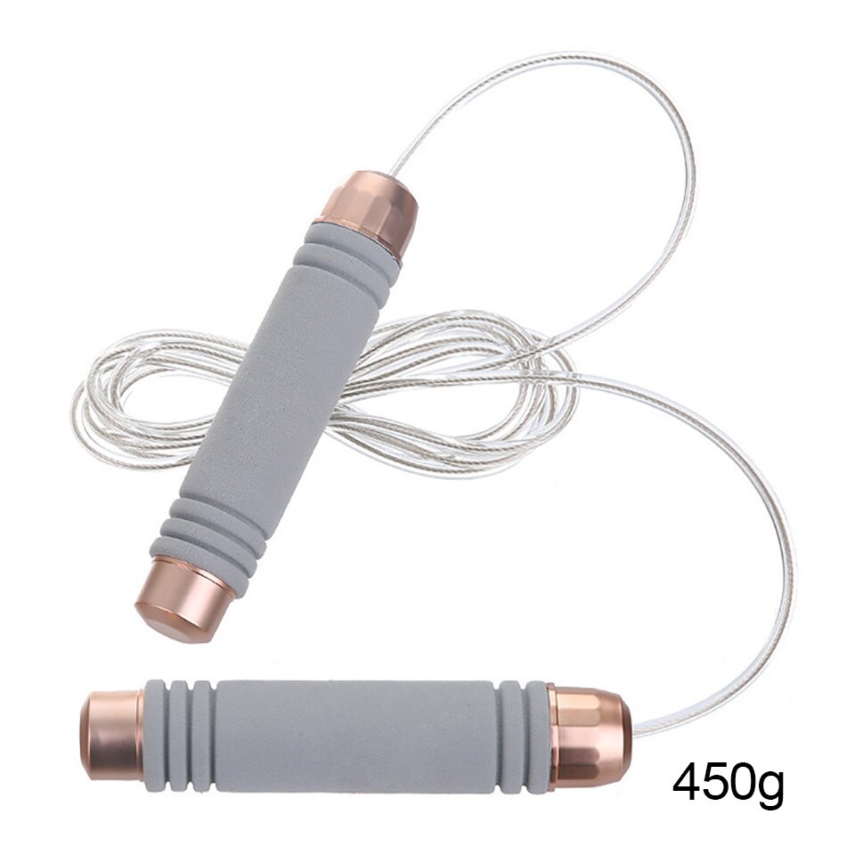 GOBYGO Steel Wire Weight-bearing Skipping Rope Jumping Rope Competition Yoga Fitness Training Home Portable Fitness Equipment: Type C-Gray 450g