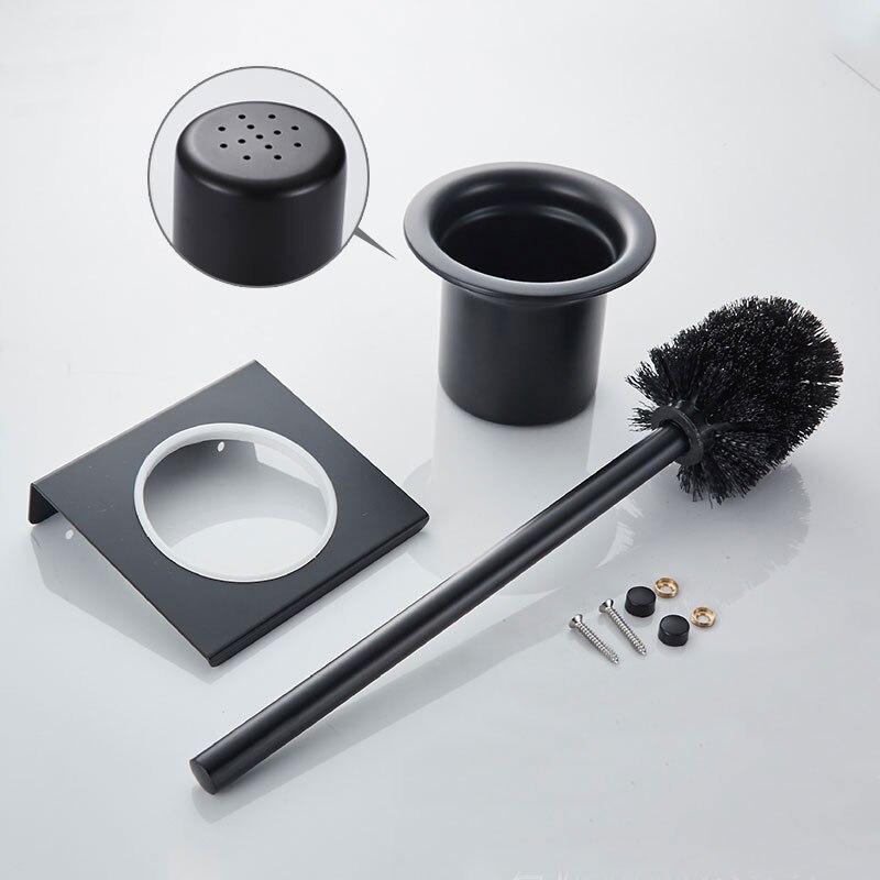 Stainless Steel Toilet Brush Holder Black Wall Mounted, Toilet Bowl Brush Holder for Bathroom Cleaning Kit