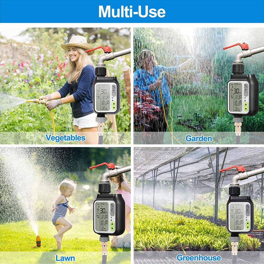 Device Outdoor Adjustable LCD Screen Controller Waterproof Tool Home With Rain Sensor Automatic Irrigation Lawn Water Timer