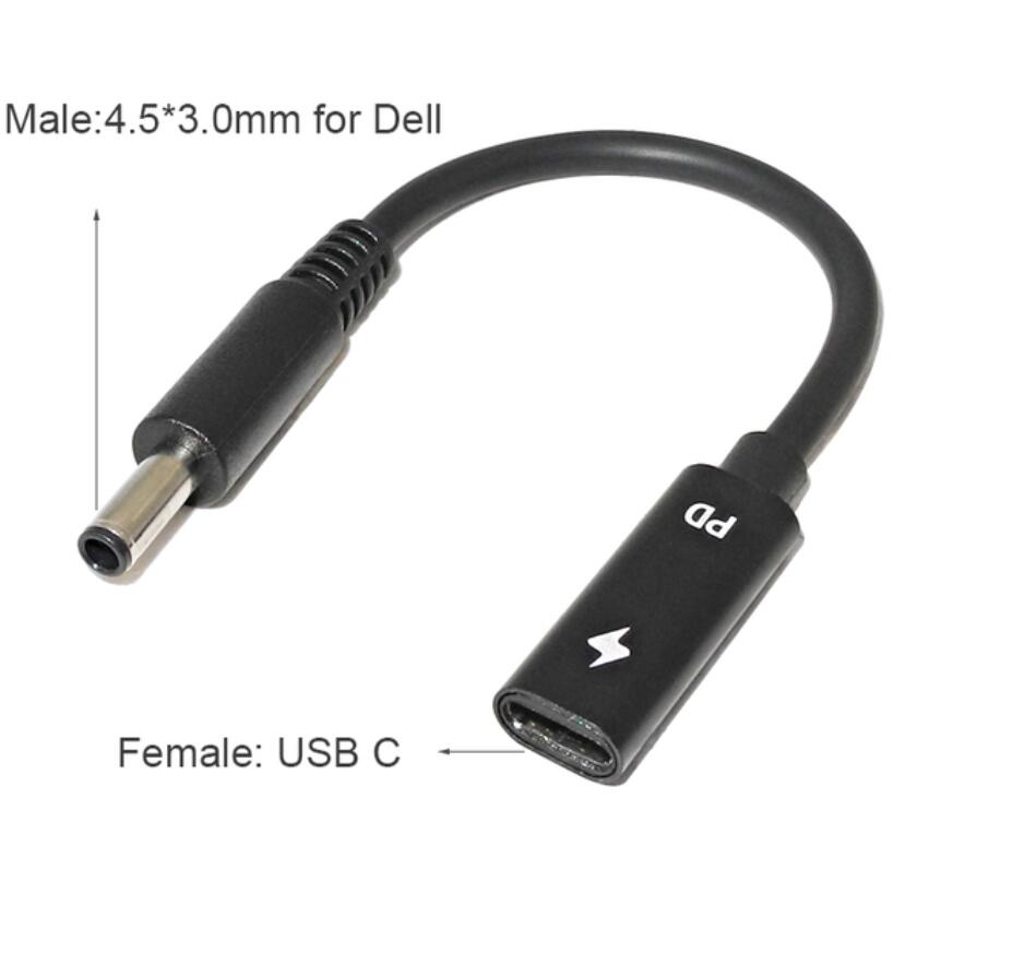 65W PD Type C USB 3.1 Power Adapter Cable Female to Power Connector Converter 4.0*1.35 5.5*2.5 4.5*3.0 4.0*1.7m: Blue