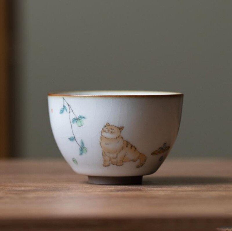 Grote Ru Kiln Theekopje Reizen Persoonlijke Meditatie Cup Handgemaakte Keramische Thee Kom Pu&#39;er Master Cup Huishouden Thee Set Accessoires: C5 - 7X4.8CM 100ML