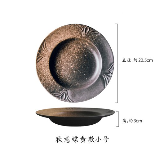 Soup Plate Deep Bowl Vegetable Wide Side Ceramic Round Plate Japanese-style Restaurant Dish Household Cutlery Set Hotel Dish: b2  20.5x3cm