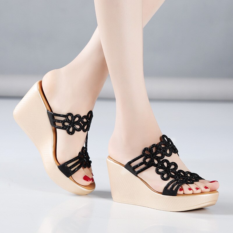 Gktinoo Plus Size 41 Platform Schoenen Zomer Wiggen Slippers Strass Trouwschoenen Hoge Hakken Slides Vrouwen Slipper