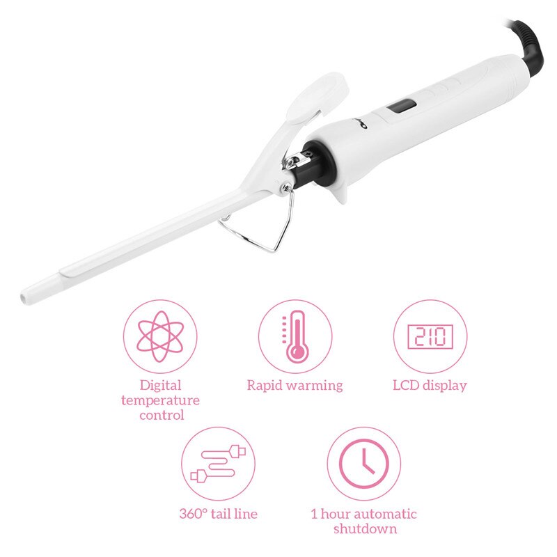 Professionele 9mm Hair Curler Keramische Krultang Temperatuur Aanpassing Curling Wand Curler Roller Wave Curls Styling Gereedschap