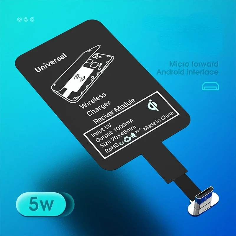 Receptor de carga inalámbrica, adaptador de carga inalámbrica tipo C, soporte Lightning MicroUSB para teléfono Android, carga inalámbrica: Beige