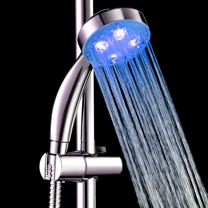 Badrum färgglad led duschmunstycke självmissfärgande strö runt vattenfall duschhuvud set temperaturkontroll 3 färg dusch