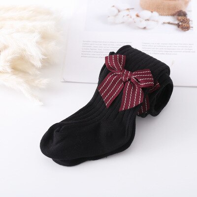 0-24m crianças bebê meninas collants 6 cores moda bowknot meia-calça à moda para crianças meninas: Preto / 2-4 Years