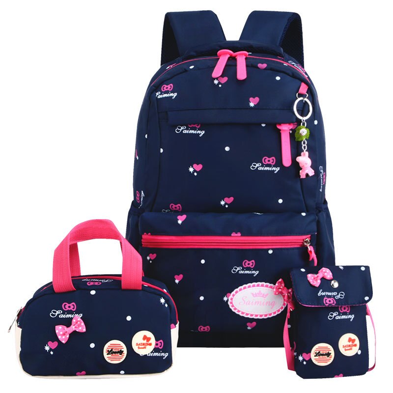 Teenagers girls Lightweight waterproof school bags star printing children school backpacks child orthopedics schoolbag bolsa: 3 Deep Blue