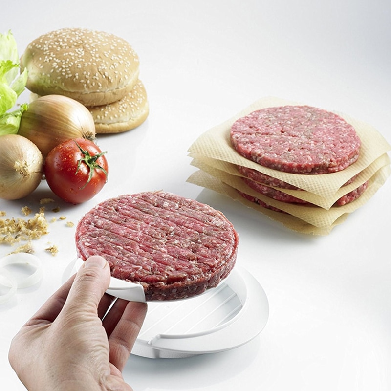 Tung hamburger presse burger kød oksekød grill patty maker form køkken grill værktøj latware sæt bestik burger kød presse