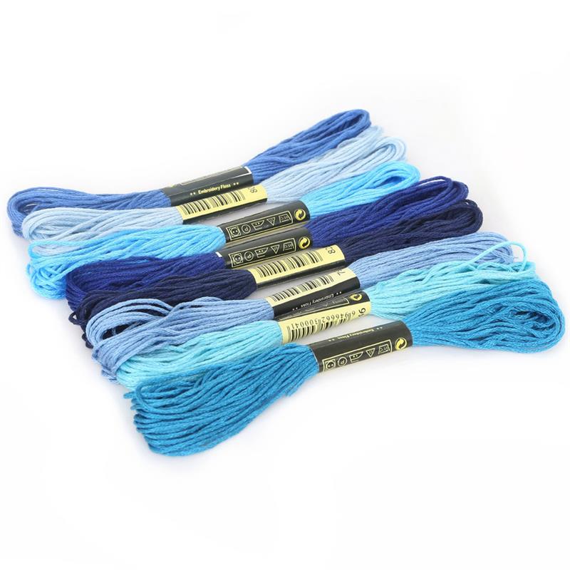 Cotton Stitch Embroidery Threads Floss Set Handicraft DIY Soft Colorfast Sewing Skeins Yarn Thread Mix Colors Sewing Craft: blue