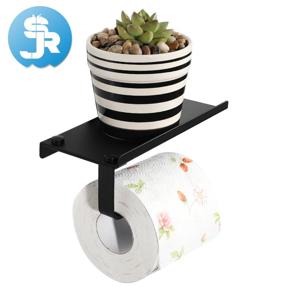 Smuk praktisk rosa guld multifunktions toiletpapir rulleholder badeværelse rustfrit stål papirholder: Balck