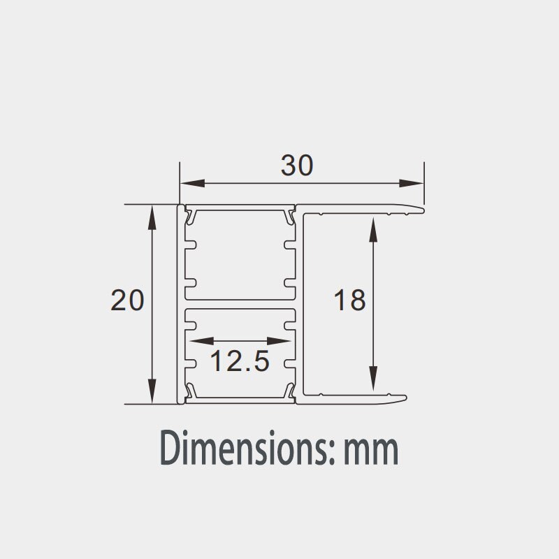 Aluminum alloy surface mounted 0.5m long LED lamp slot display cabinet plywood radiator upper and lower light-emitting shell.
