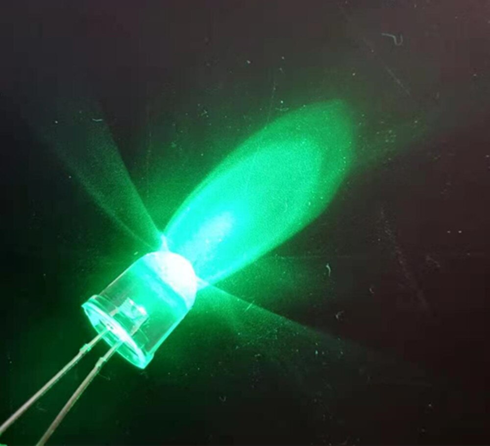 10pcs 10mm Round Top Ultra Super Bright Emitting Diode LED White Red Green Blue Yellow Light Diode Lamp Bulb LED: Green