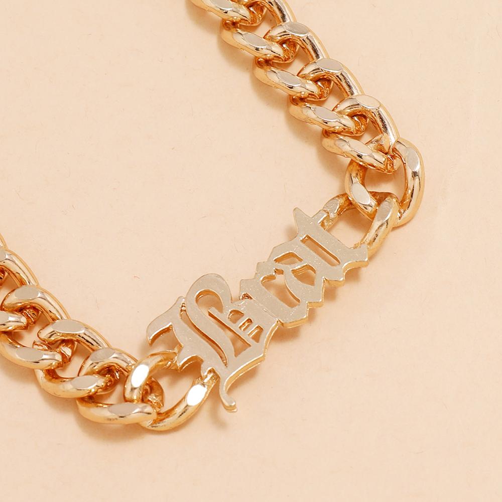 Sindlan 1Pc Übertrieben gotisch knapp Gold Halskette für Frauen Punk Hüfte-Pop Gör Wort unisex Kühlen Nacken schmuck Zubehör