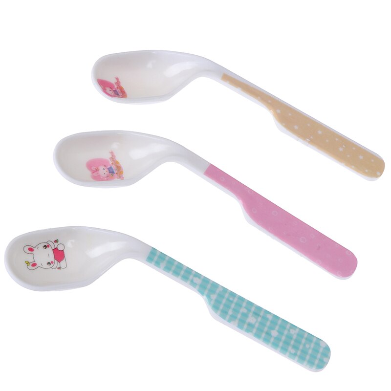 Baby Spoon Feeding Training Kids Infant Toddler Scoop Cutlery Tableware Food Bend Head Curved Utensils Children Learning Supplie
