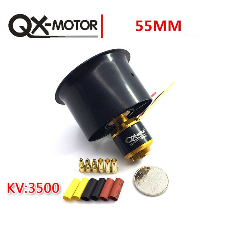 QX-MOTOR DIY EDF Ducted Airplane Fan 30mm /50mm/ 55mm / 64mm / 70mm / 90mm with Brushless Motor: 55mm 6 blades 3500KV