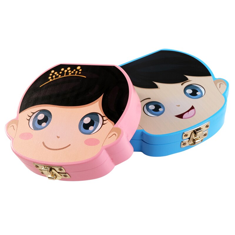 Houten Baby Tand Doos Engels Baby Tanden Navelstreng Opbergdoos Baby Tand Doos Kinderen Tand Verandering Opslag doos