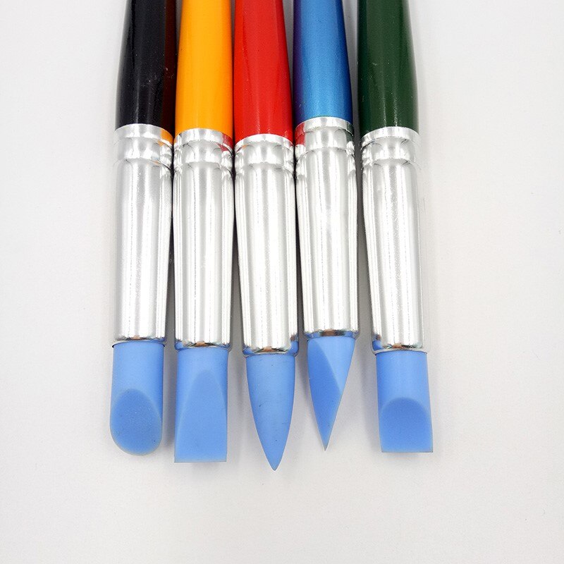 5Pcs 18Cm Art Craft Klei Aardewerk Gereedschap Modeling Sculptuur Beeldhouwen Carver Carving Silicone Nail Art Gereedschap Set 5 kleuren