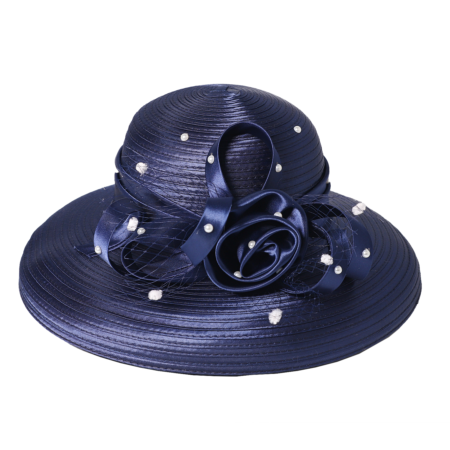 Fs kentucky derby-hattar med brett brätte, marinblå slöja, blommig kyrkhatt för kvinnor, sommartebjudningshatt, fascinatorkeps, feminin hatt