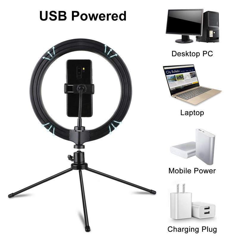 26cm/10inch LED Selfie Ring Light Dimmable LED Ring Lamp Photo Video Camera Phone Light Ringlight For Live Fill Light