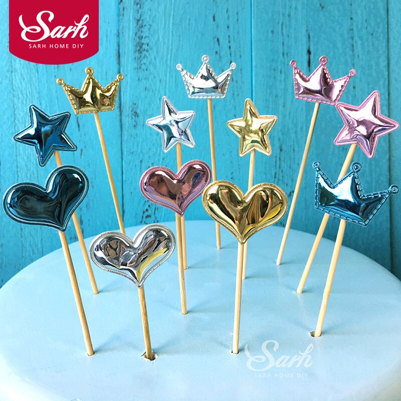 5PCS Pink Pearl Polished Butterfly Cake Topper with Toothpick Cake Decoration for Wedding Birthday Party