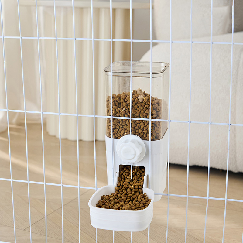 Bebedero automático para mascotas, cuenco con jaula colgante para perros y gatos, adecuado para cachorros pequeños, gatos, conejos, contenedor de comida, cuenco dispensador: Gris