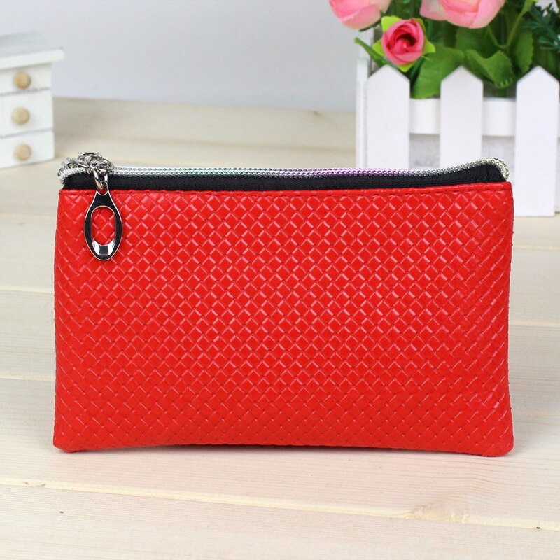 Nova carteira da moda em material pu, presentes da moeda zero, carteira de telefone móvel: red