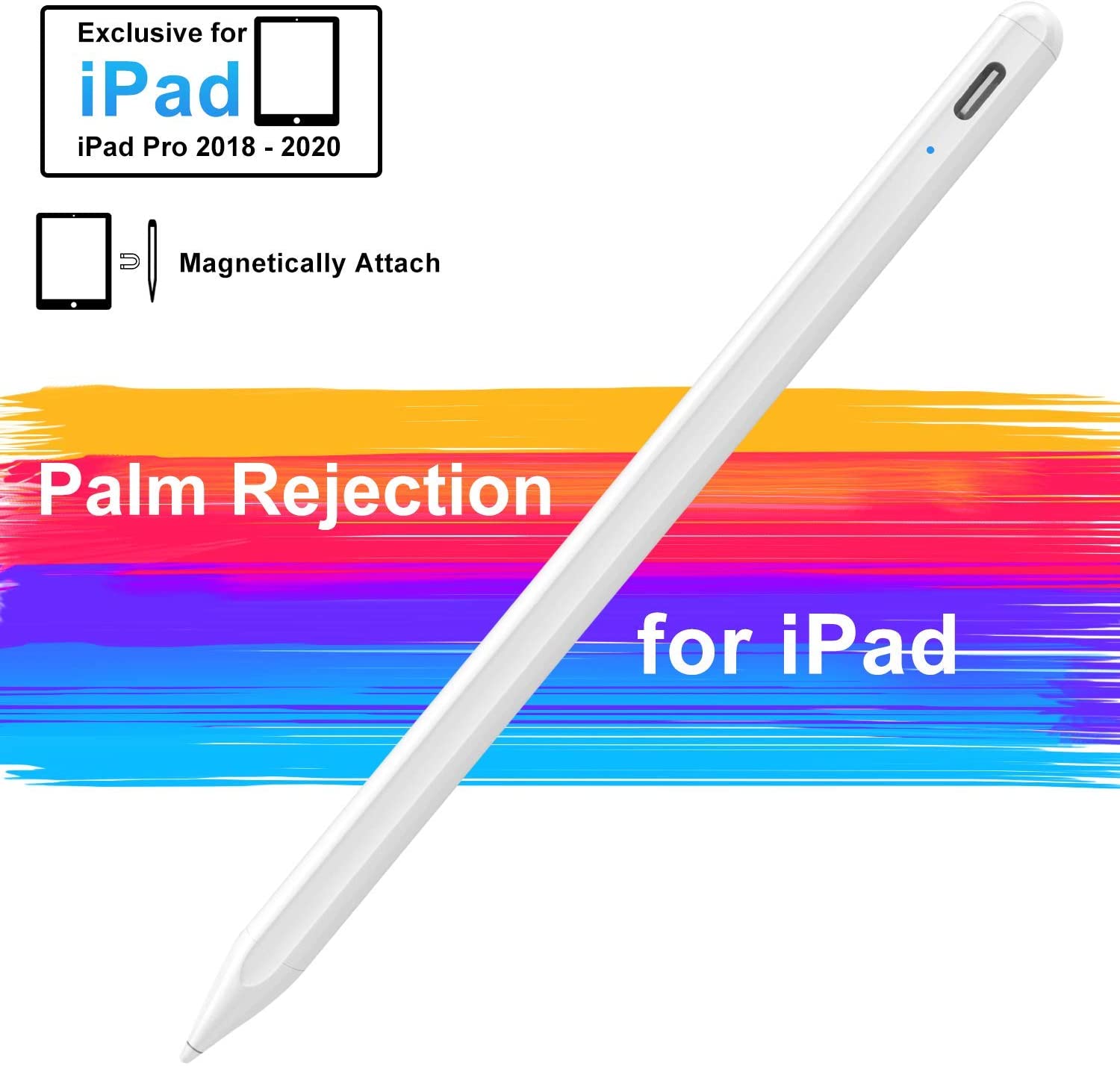 Stylus Pen till Apple iPad - Metall 18cm - Kompatibel med Apple Pencil 1 & 2: Äpple 2 vit spets