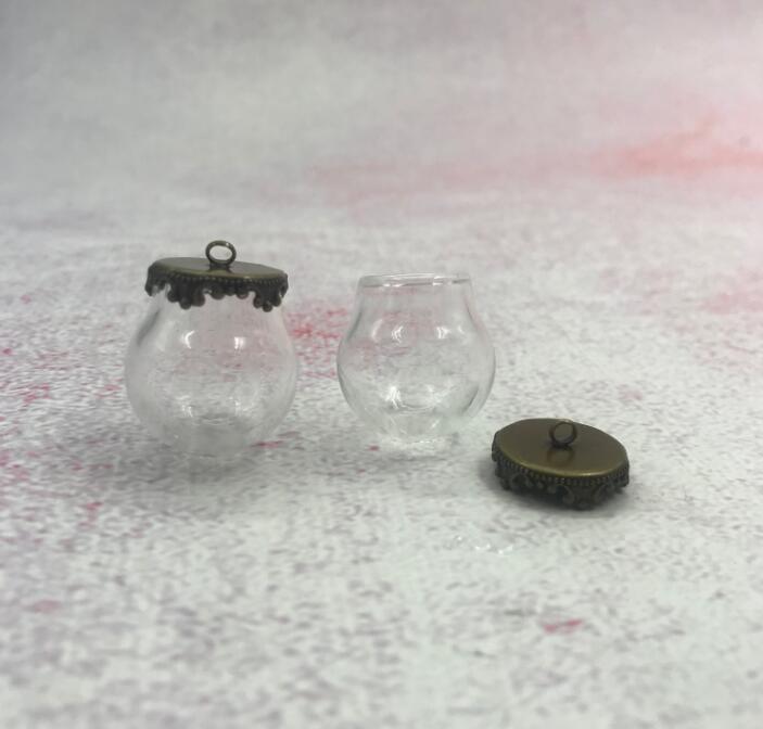 5 stk / parti 20 x 12mm tom glasglobus med 6 farve krone base fund sæt glasboble diy hætteglas vedhæng runde glas kugleflasker