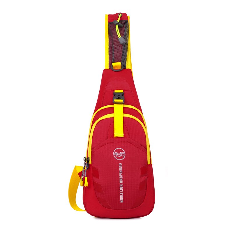 Motorcykel vandtæt nylon rygsæk praktisk motorcykel bryst taske rygsæk camping vandreture løbende udendørs sportstaske: Rød gul