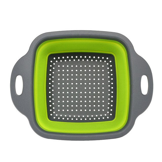 Opvouwbare Zeef Mand Opvouwbare Vergiet Fruit Vorm Manden Vierkante Groente Afdruiprek Wassen Sets Keuken: square green / S