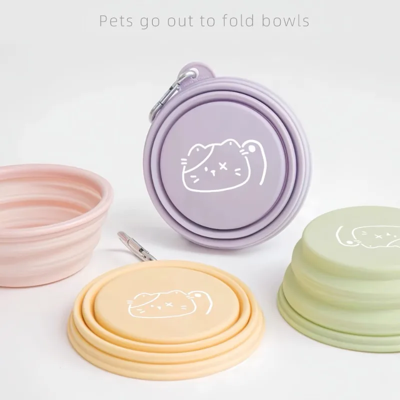 Dog Pet Folding Silicone Bowls 350ml/650ml Outdoor Travel Foldable Portable Cat Food Water Container Feeding Tray Bowls