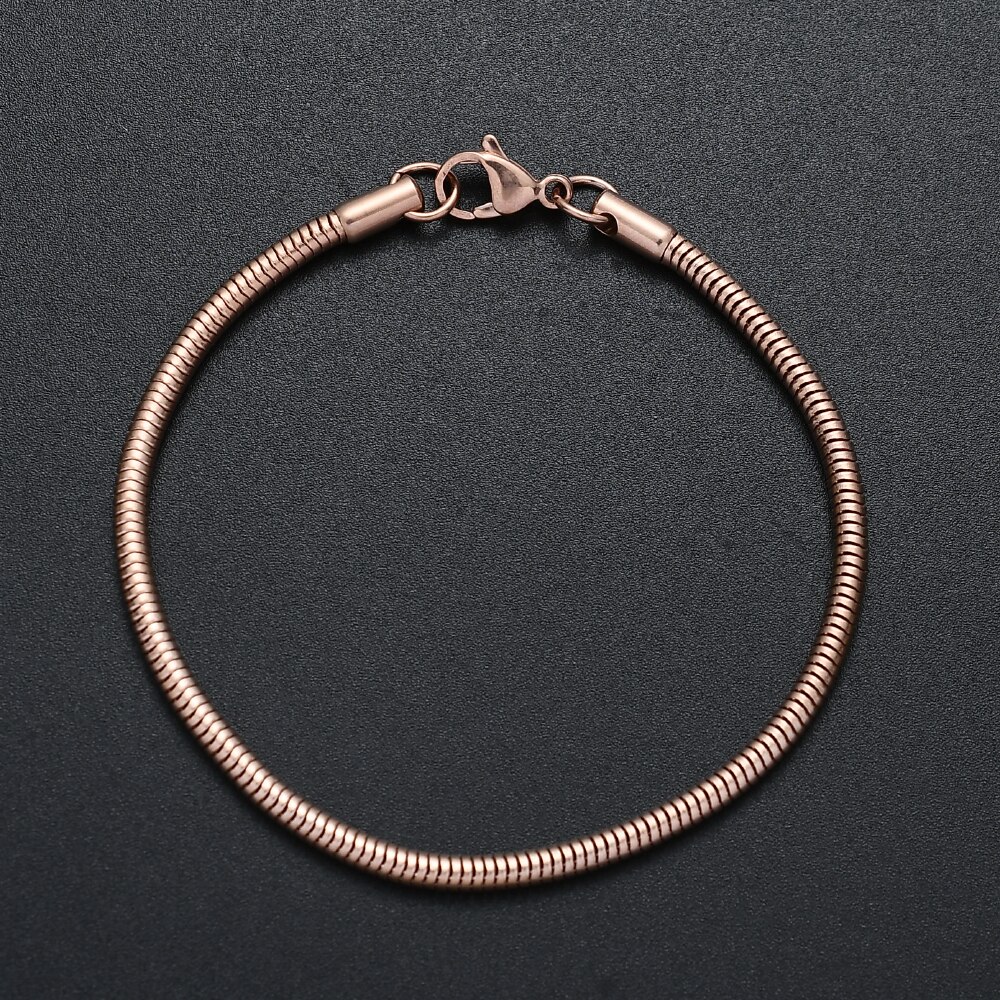 Prijs 2/3Mm Rvs Plated Rose Gold Ronde Snake Chain Armband Party Sieraden Voor vrouwen 18.5/20Cm