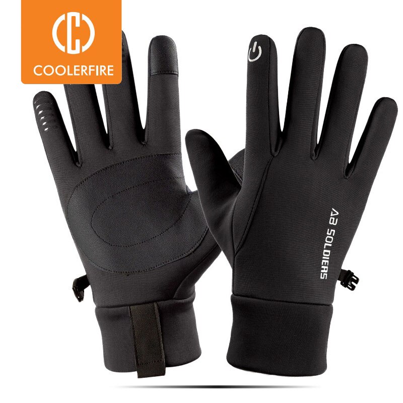 Mannen Handschoenen Winter Nacht Reflecterende Strip Touchscreen Waterdicht Anti-Slip Handschoenen Voor Fietsen Skiën Winddicht Pluis Warme ST078