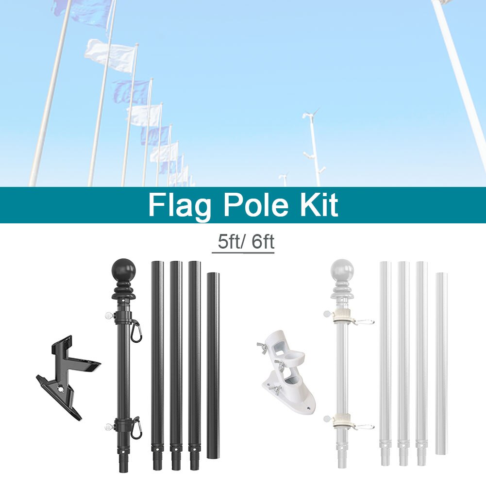 For Garden Multifunction Durable Aluminum Alloy Stable Flag Pole Kit Rotatable Outdoor Yard Easy Install With Bracket Patio