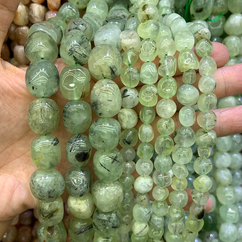 Natuurlijke Prehniet Stenen Kralen 15 ''Groene Onregelmatige Freeform Diy Losse Kralen Voor Sieraden Maken Vrouwen Kralen Armbanden Ketting