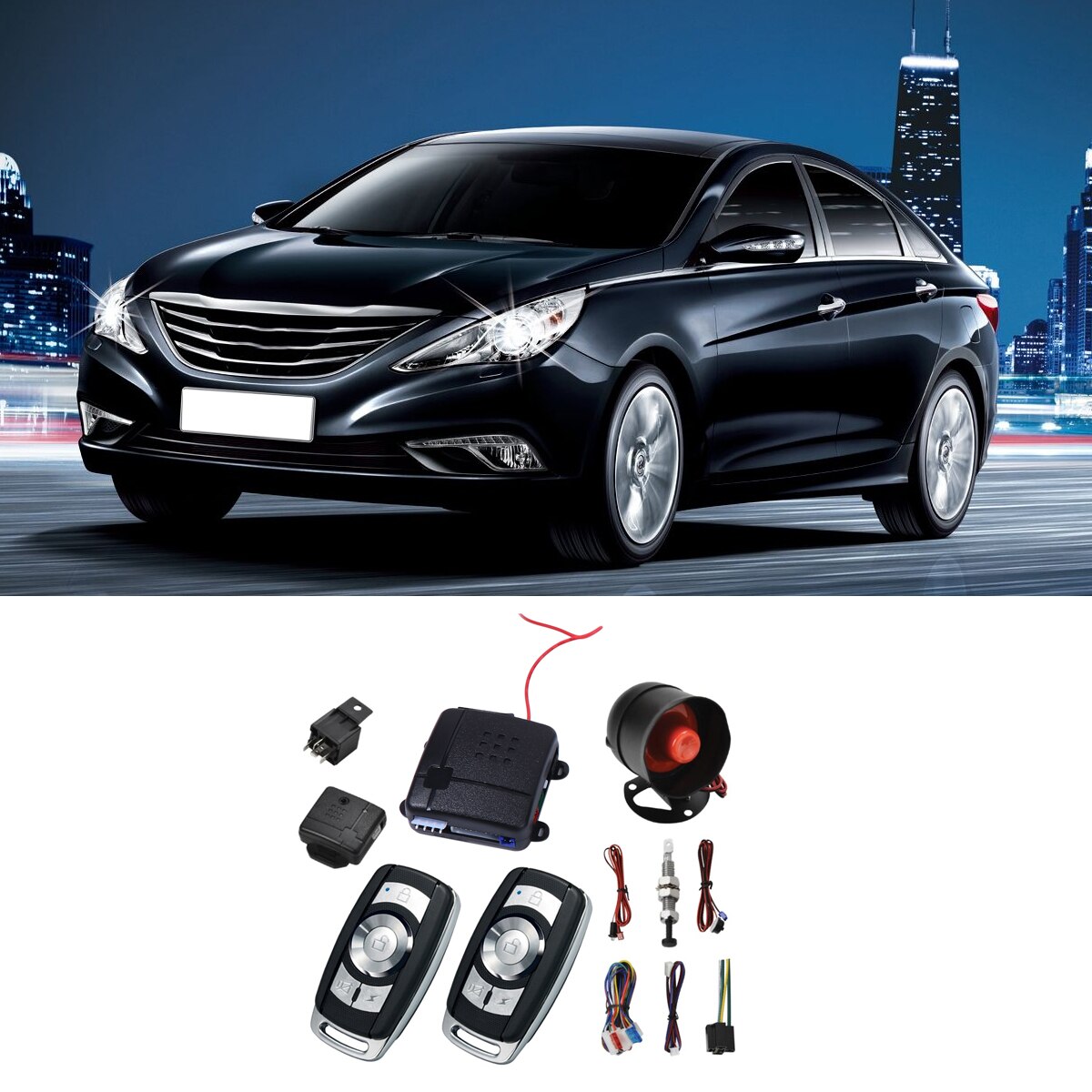 Set of Car Alarm System Smart Remote Control 12V Burglar Alarm System Locking Alarm System Security System for Vehicle Auto Car