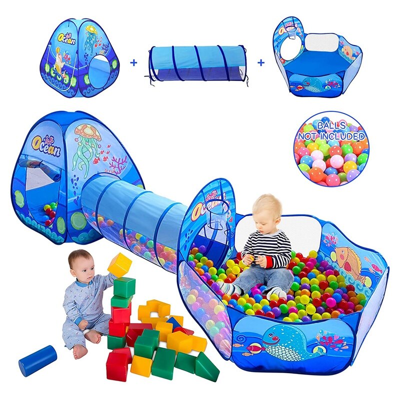 Childrens Pool Tent Bal Pit Speelhuis Crawl Tunnel Oceaan Thema Spelen Tent Voor Kinderen Indoor Outdoor Speelhuis