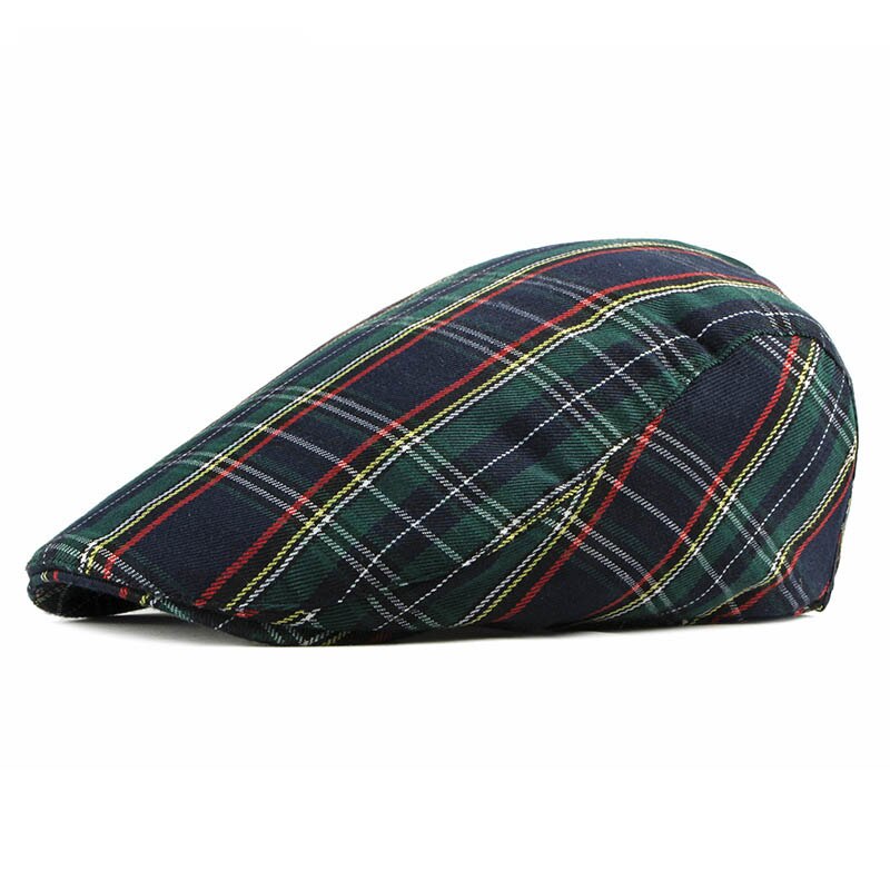Gorro Formal informal de algodón para hombre y mujer, Boina clásica a cuadros, color verde y rojo, Estilo Vintage, para verano, FS: Green Beret