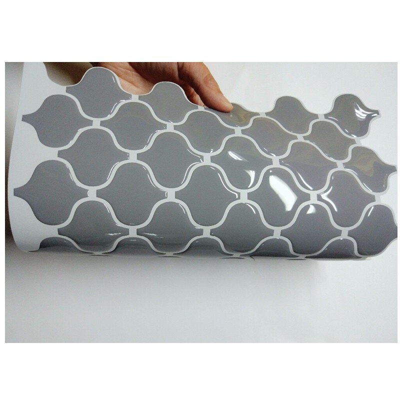 Grey Arabesque Moroccan Tile Self Adhesive Backsplash 3D Mosaic Tile Wall Sticker Vinyl Bathroom Kitchen Home Decor DIY