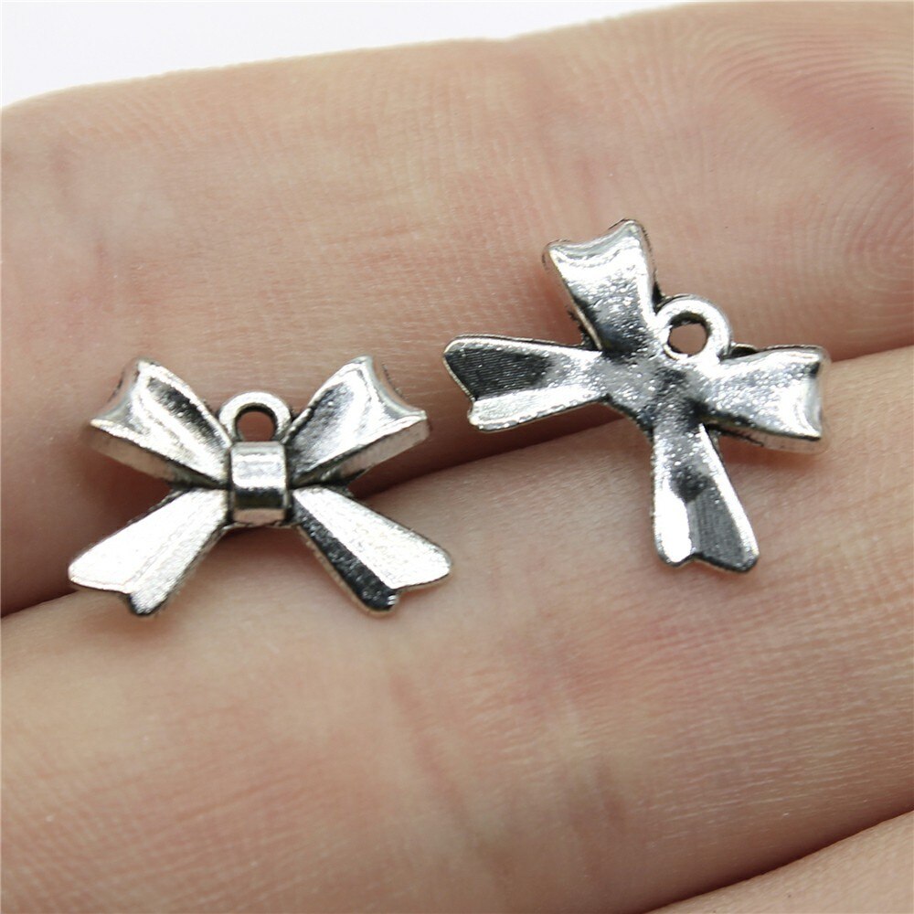 20Pcs Charms Tiny Boog Antiek Zilver Kleur Strik Charms Sieraden Bevindingen Diy Strik Charms: B12060-10x14mm