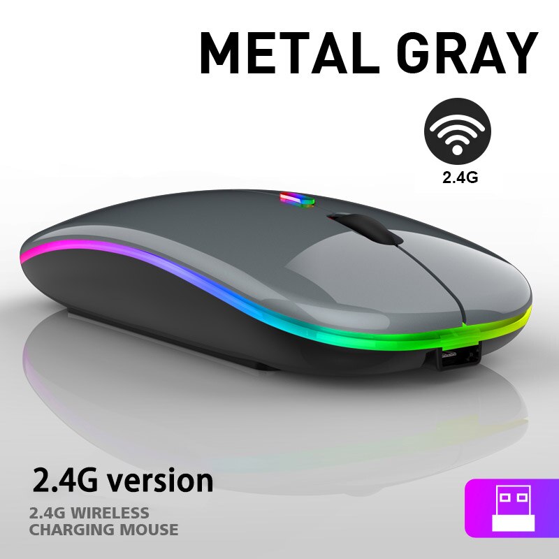 Wireless Mouse Bluetooth RGB Rechargeable Mouse LED Silent Mause LED Backlit Ergonomic Computer Gaming Mice For PC Laptop: Wireless Model2