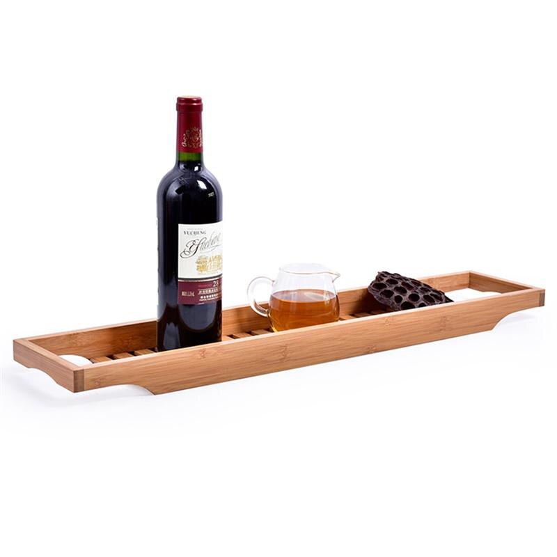 1pc naturliga bambu trä badkar caddie bricka med skenor perfekt dusch arrangörsställ för badrum 70 x 14.6 x 4.5cm