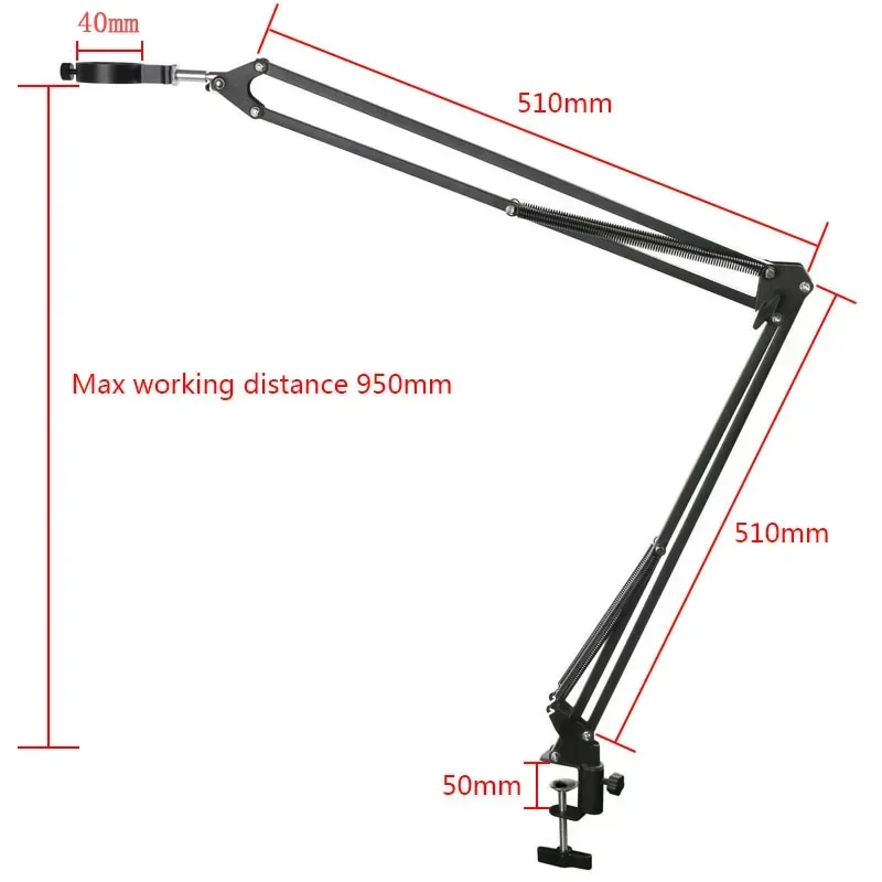 37cm/51cm Adjustable Industry Solder Digital Microscope Camera Desktop Clamp Cantilever Stand Video Recorder Spring Arm Bracket: Red