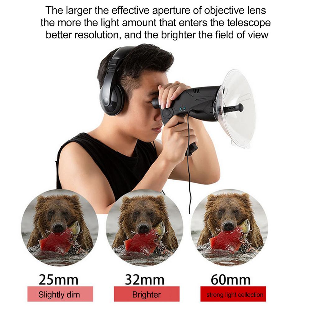 Telescopio de enfoque parabólico 8X 21, telescopio Monocular con micrófono direccional para Ornitología, para escuchar aves al aire libre