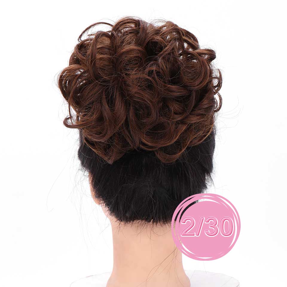 WTB-moño rizado corto para mujer, moño sintético resistente al calor con banda de goma, extensión de cabello, Donut: 4/27HL