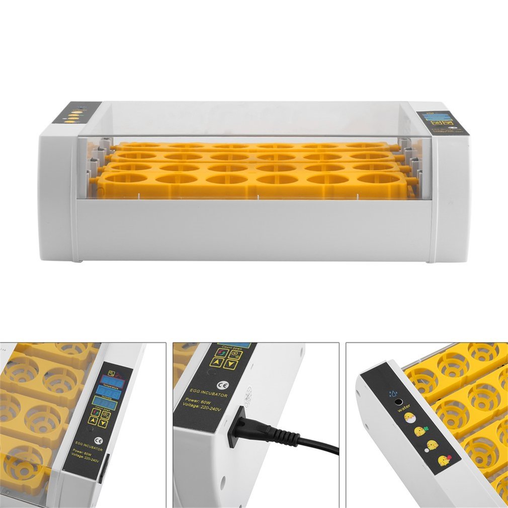 24 Eieren Incubator Automatische Draaien Uitkomen Met Led Scherm Temperatuur Vochtigheid Controle Voor Kip Kwartel Vogel Incubatie Tool