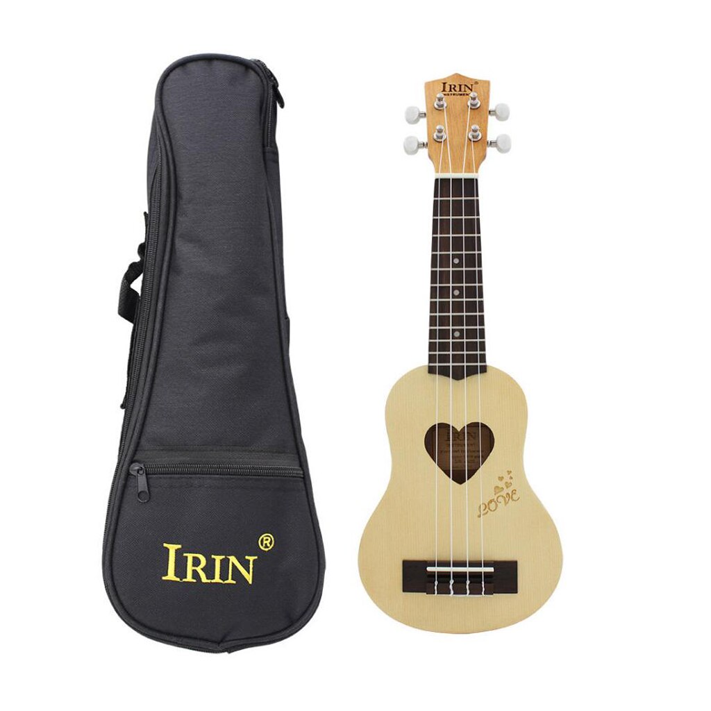 17 Inch Ukulele Sound Heart Shape Hawaiian Hole 4 Strings Guitar Art