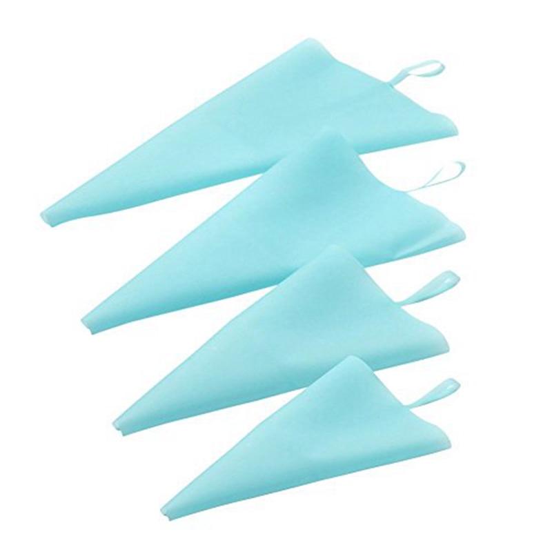 4 Sizes Silicone Pastry Bags Set piping set Baking Cookie Cupcake Decorating Bag-Blue (S+M+L+XL)
